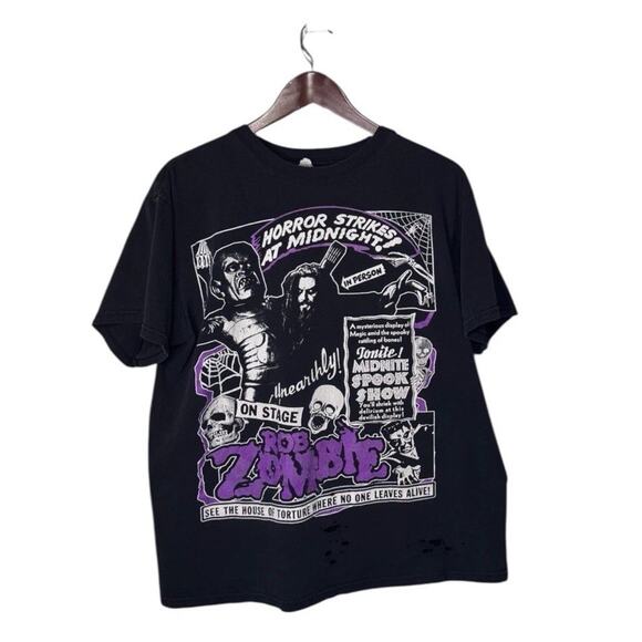 Vintage Rob Zombie Spook Show Black Concert T-Shirt Sz Small Distressed - Picture 1 of 9